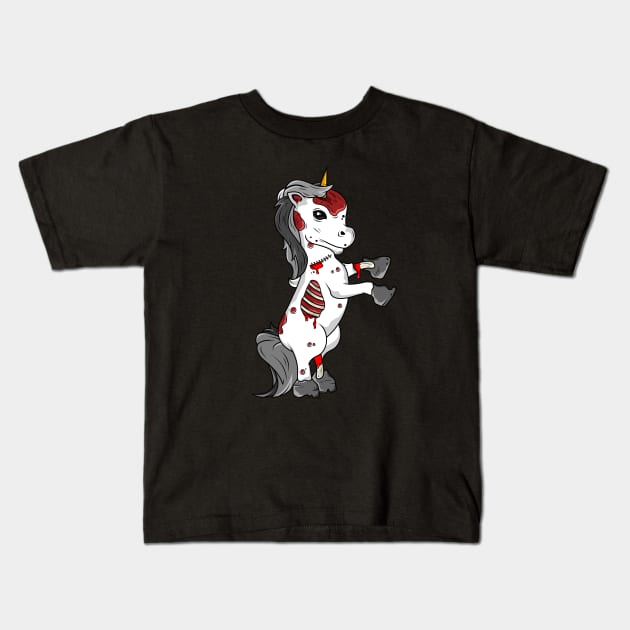 Bloody Unicorn Halloween Horror Creepy Gift Kids T-Shirt by Lomitasu